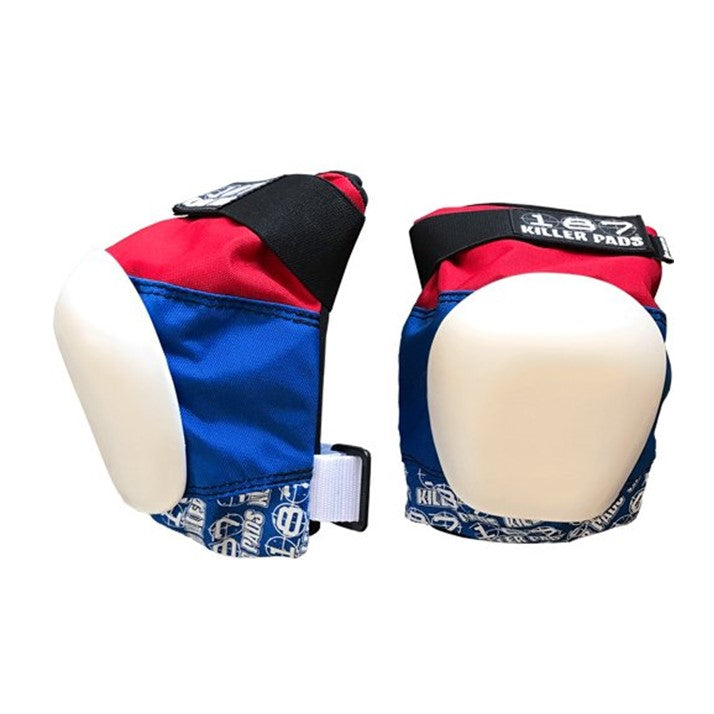 187 Killer Pro Skate Knee Pads Blue/Red/White - Lucky Skates