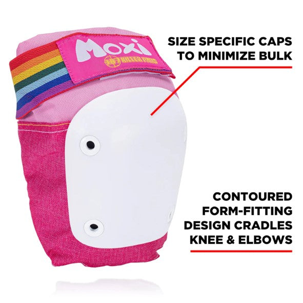 187 Moxi Skates Rainbow Adult Padding Set Pink Knee Pads  - Lucky Skates