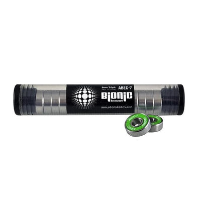 green shielded bearings in a clear tube
