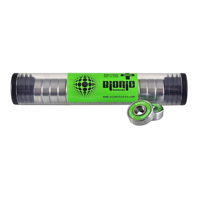green shield skate bearings in a clear tube