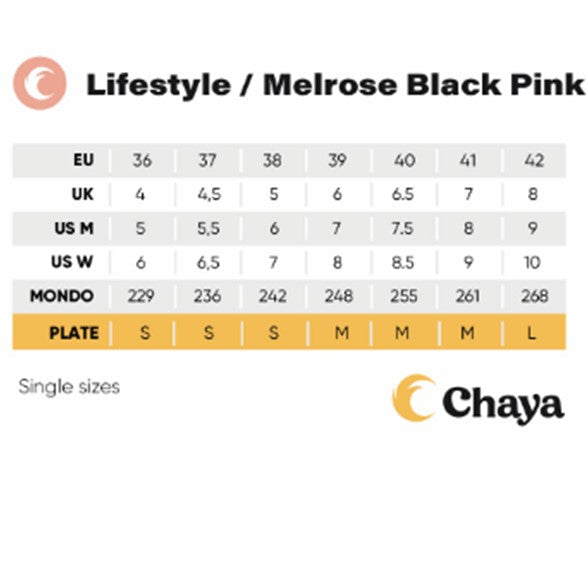 Chaya Lifestyle melrose Size Chart