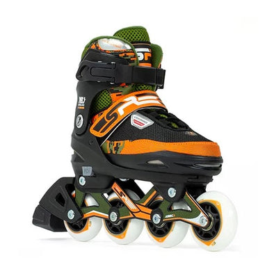 Kids Adjustable SFR Pixel Green Orange Inline Skates