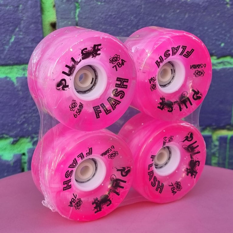 Atom Pulse Flash Light Up Glitter Outdoor Roller Skate LED Wheels - 4 Pack - Lucky Skates