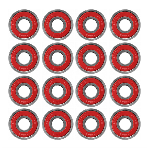 sixteen red shielded skate bearings