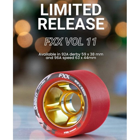 Bont FXX Derby Alloy Indoor Roller Skate Wheels Red/Gold 59mm 92A - Lucky Skates