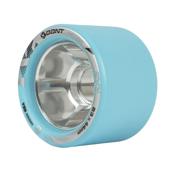 Bont FXX Alloy Speed Indoor Roller Skate Wheels Blue Silver Alloy Hub - 4 Pack - Lucky Skates