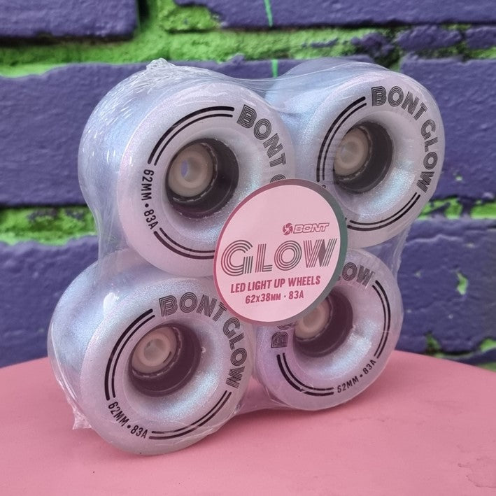 Bont Light Up Glow Angelic Aqua Wheels 83A - 4 pack - Lucky Skates