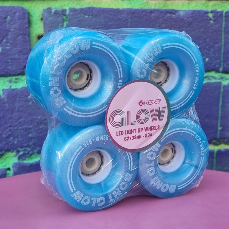 Bont Light Up Glow Tickle Blue Wheels 83A - 4 pack - Lucky Skates
