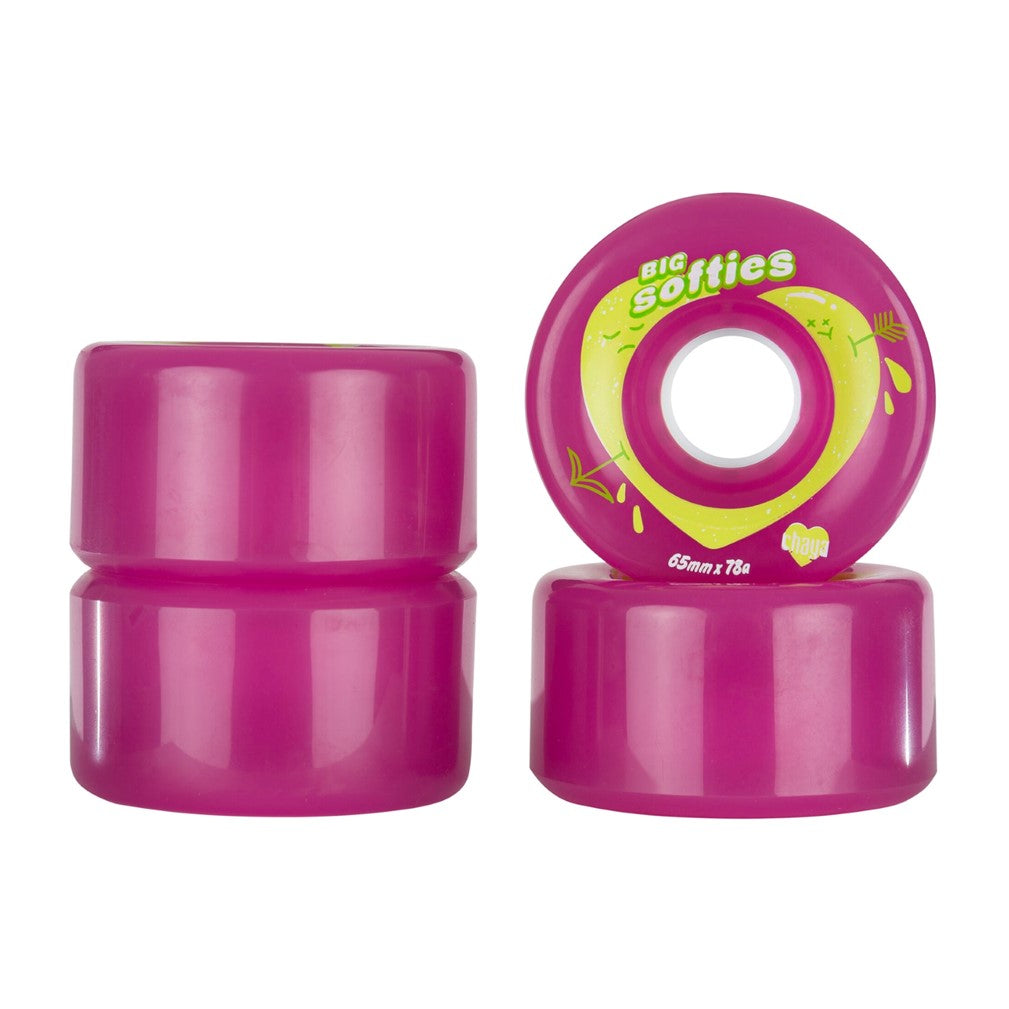 Chaya Big Softie Outdoor Roller Skate Wheels Pink Magenta 65mm 78A - 4 Pack - Lucky Skates