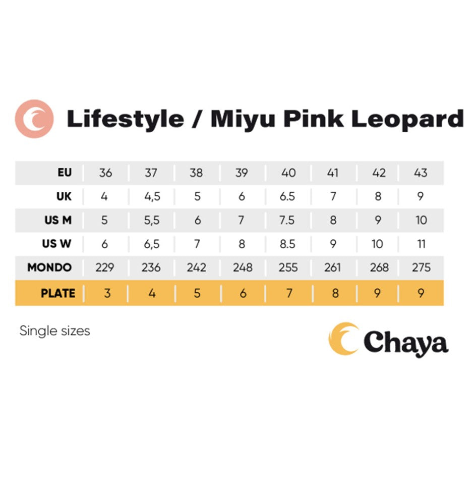 Chaya Miyu Pink Leopard Roller Skates Size Chart - Lucky Skates