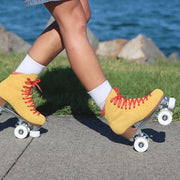 Chuffed Leather Roller Skates Crew Collection Birak Mustard/Coral - Lucky Skates