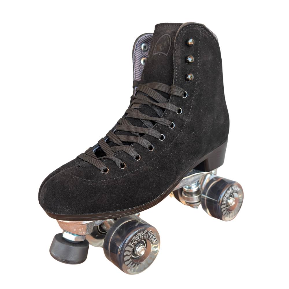 Chuffed Leather Roller Skates Wanderer Black Suede - Lucky Skates