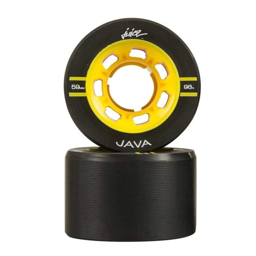 Juice Java Black Yellow Indoor Roller Skate Quad 59mm 98A Wheels - 4 Pack - Lucky Skates