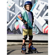 Kids Adjustable Rollerblade Microblade Blue Orange Inline Skates - Lucky Skates