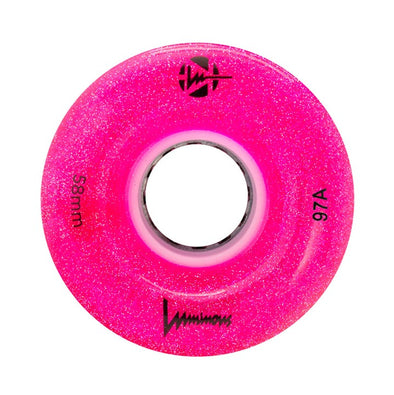Luminous Light Up Quad Wheels Pink Glitter 97A 58mm - 4 pack
