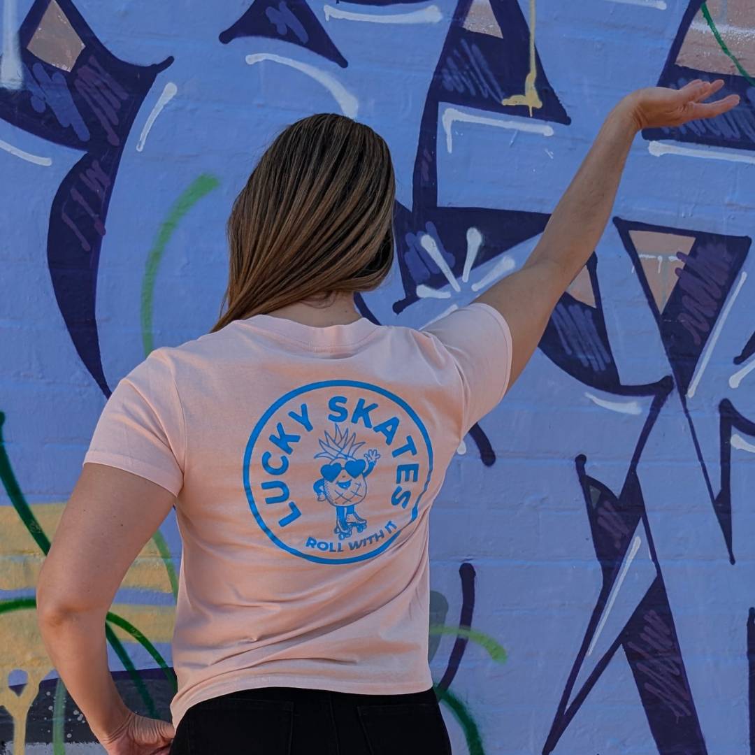 Lucky Skates Pineapple Peach Square Tee - Lucky Skates