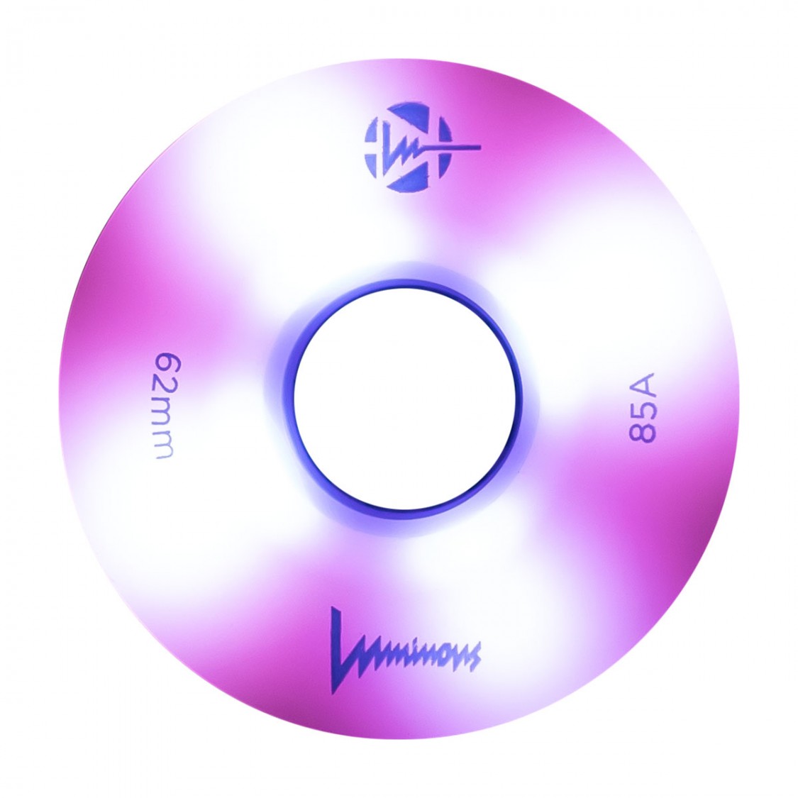 Luminous Light Up Quad LED Hybrid Roller Skate Wheels Light Pink Blue 62mm 85A - Lucky Skates