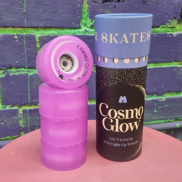 Moxi Skates Light Up Cosmo Glow Purple Haze LED Roller Skate Wheels 62mm 80A - 4 Pack - Lucky Skates