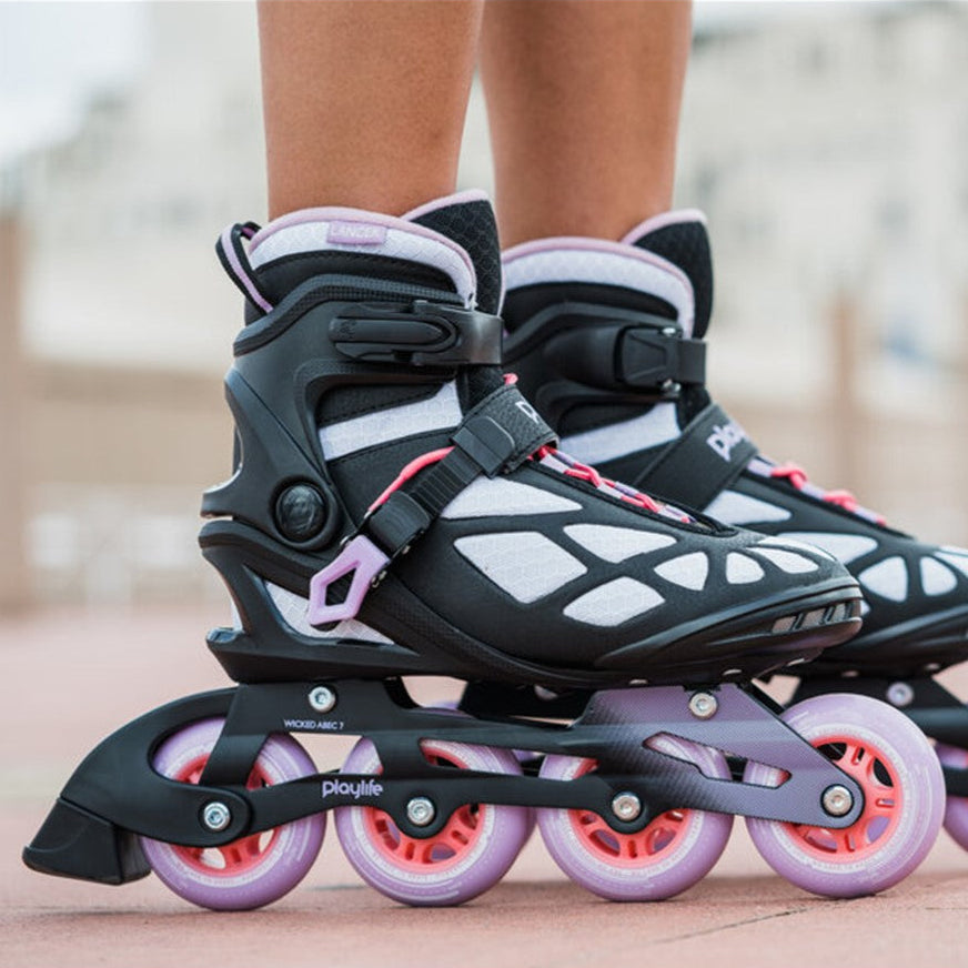 PlayLife Lancer 84 Womens Fitness Inline Skates White/Purple/Pink - Lucky Skates