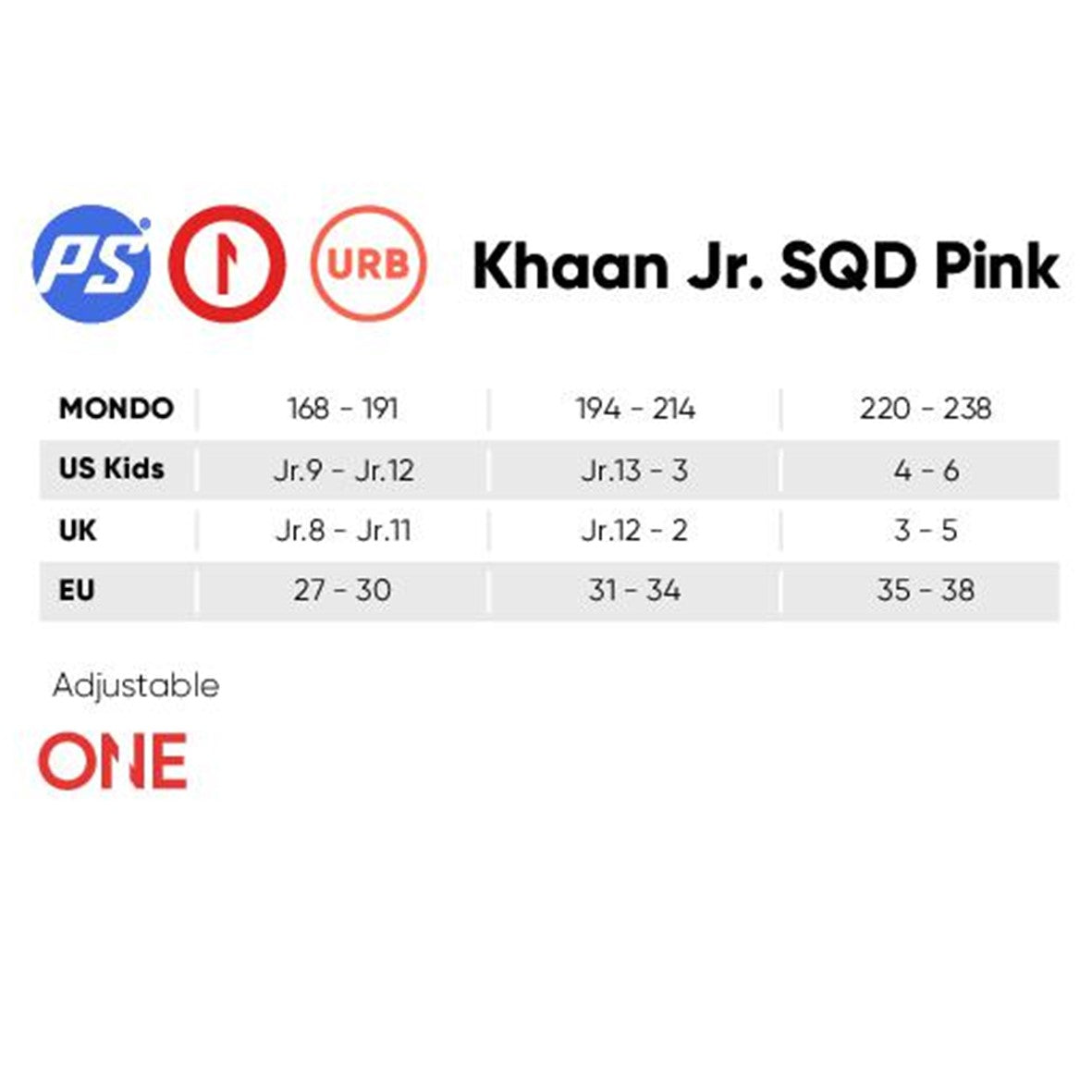 Kids Adjustable Powerslide Khaan Junior SQD Pink Inline Skates Size Chart - Lucky Skates