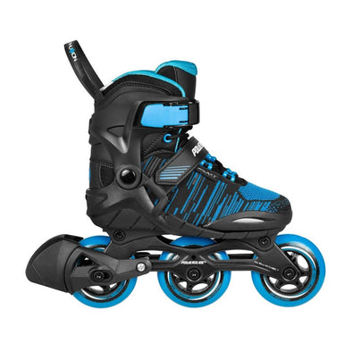 blue and black junior adjustable kids tri inline skates 