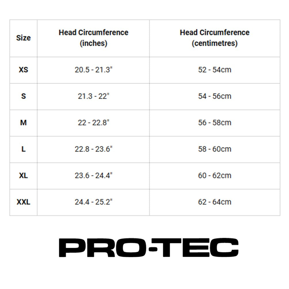 Pro-Tec Certified Helmet Size Chart - Lucky Skates
