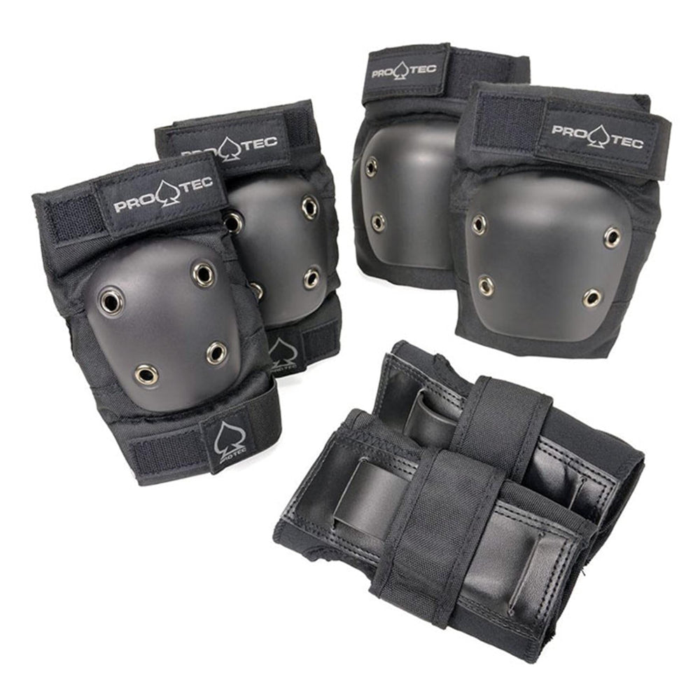 Pro-tec Junior 3-Pack Black - Knee Pads / Elbow Pads / Wrist Guards - Lucky Skates