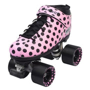 Riedell Dart Pink Polka Dot Quad Indoor Kids Roller Skates - Lucky Skates