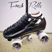 Riedell Solaris Platinum Arius Leather Derby Speed Quad Roller Skates Black - Lucky Skates