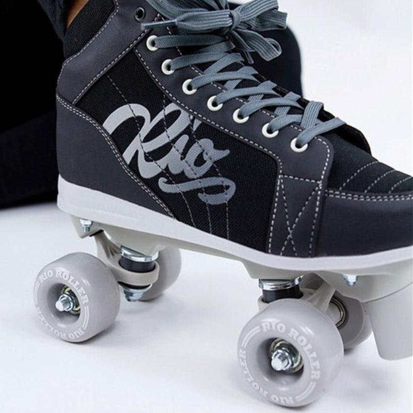 Rio Roller Lumina Black Grey Quad Roller Skates - Lucky Skates