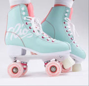 Rio Roller Script Teal and Coral Roller Skates - Lucky Skates