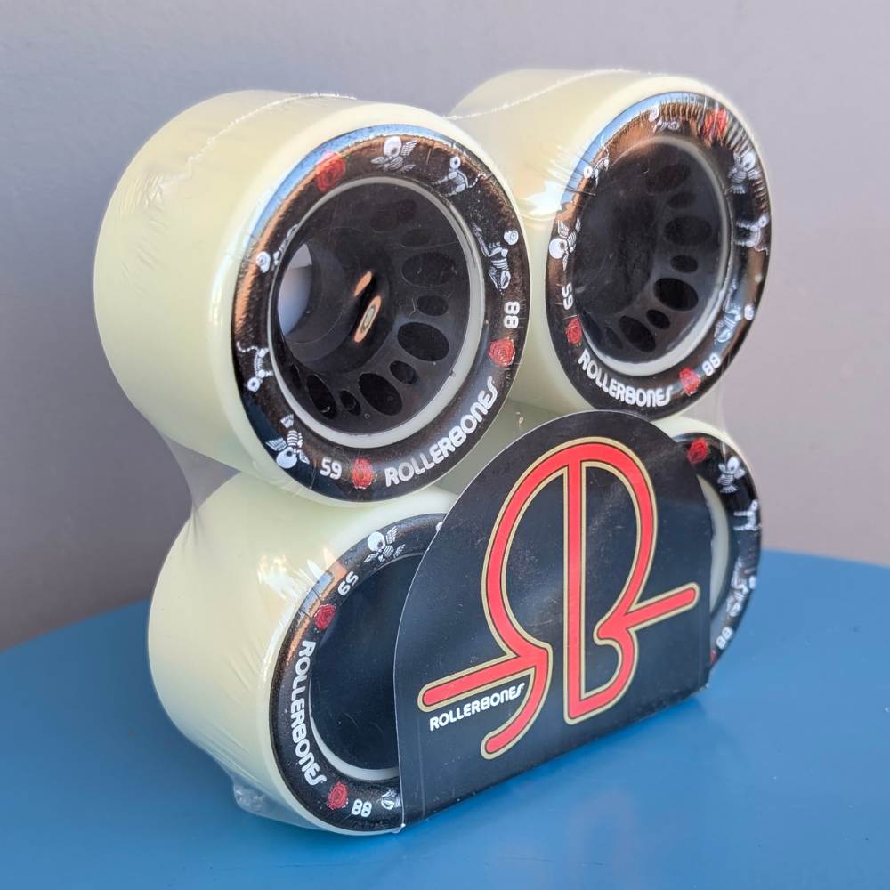 Rollerbones Day of Dead Indoor Roller Skate Wheels White 59mm 88A - Lucky Skates