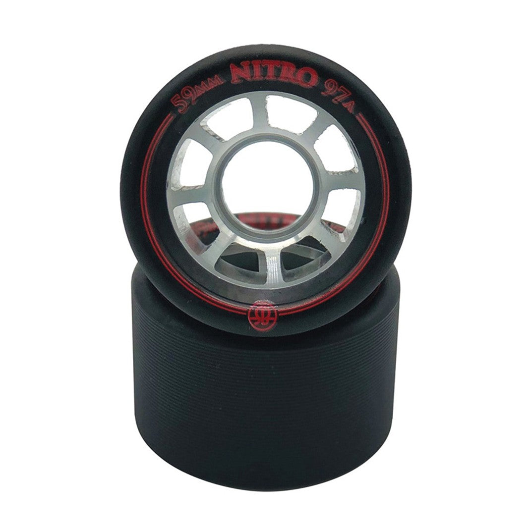 Rollerbones Nitro Alloy Roller Skate Wheels Black 59mm 97A - 4 Pack - Lucky Skates