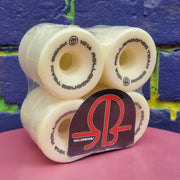 Rollerbones Team Logo Roller Skate Wheels White 62mm 101A - 8 Pack - Lucky Skates