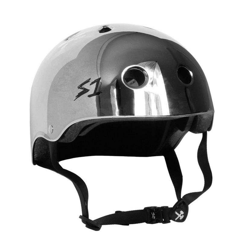 S-One Lifer Skate Helmet Silver Mirror Shiny Certified - Lucky Skates