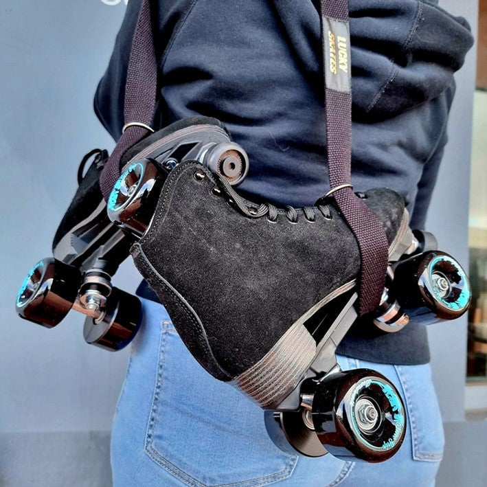 Sure-Grip Boardwalk Black Leather Suede Roller Skates - Lucky Skates
