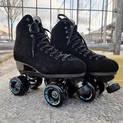Sure-Grip Boardwalk Black Leather Suede Roller Skates - Lucky Skates