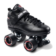 Sure-Grip Rebel Black Leather Speed  Derby Indoor Roller Skates - Lucky Skates