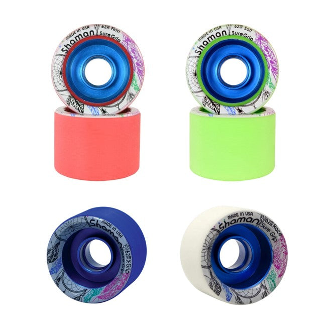 Sure-Grip Shaman Alloy Indoor Roller Skates Wheels 62mm - 8 Pack - Lucky Skates