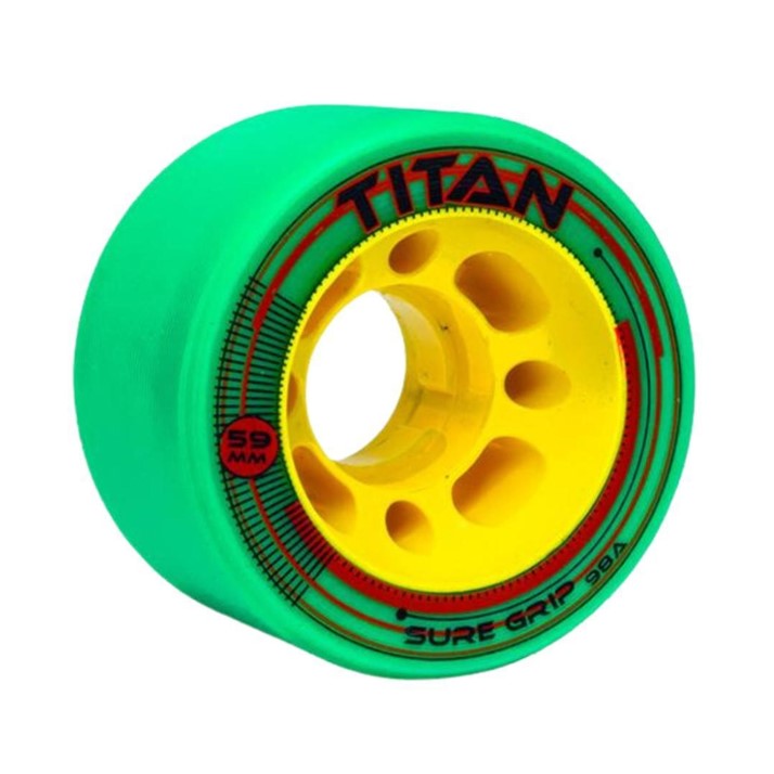 Sure-Grip Titan Indoor Roller Skate Wheels Green/Yellow - 4 Pack - Lucky Skates