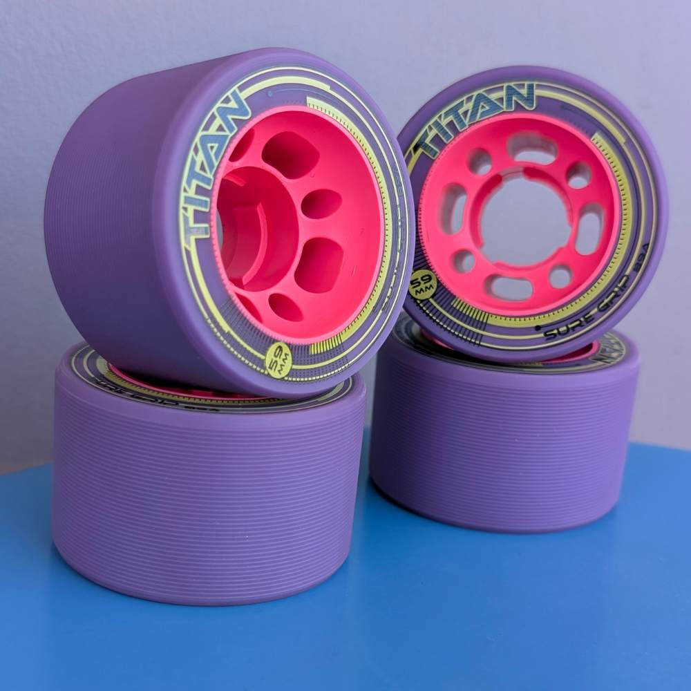 Sure-Grip Titan Indoor Roller Skate Wheels Purple/Pink 59mm 89A - 4 Pack - Lucky Skates