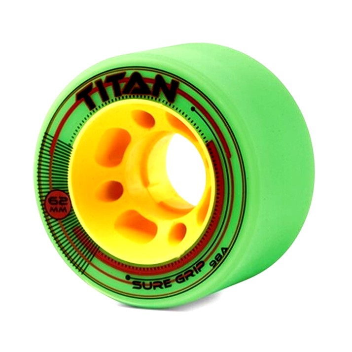 Sure-Grip Titan Indoor Roller Skate Wheels Green/Yellow - 4 Pack - Lucky Skates