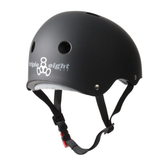 Triple 8 Certified Sweatsaver Skate Helmet Matte Black Rubber - Lucky Skates
