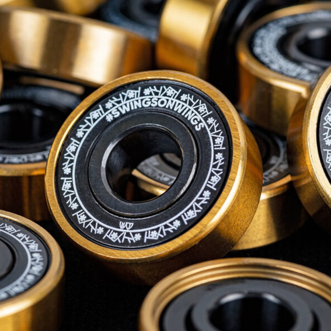 Wicked Bart Swings Ceramic Skate Bearings Black/Gold - 16 Pack - Lucky Skates