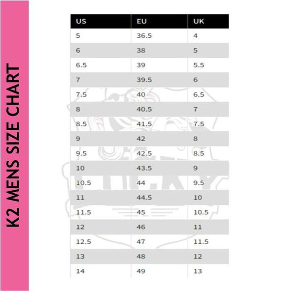 k2 inline skate size chart mens 