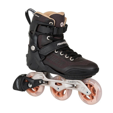 brown orance 90mm tri inline skate with brake 