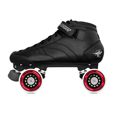 BLACK SPEED BLACK ROLLER SKATE, WHITE wheels, adjustable 
