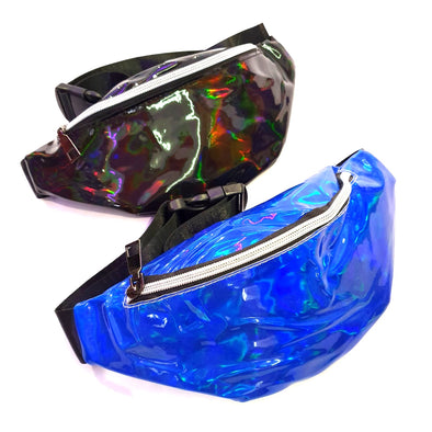 black blue holographic fanny pack 