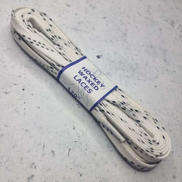 white 120 inch waxed proguard hockey laces 