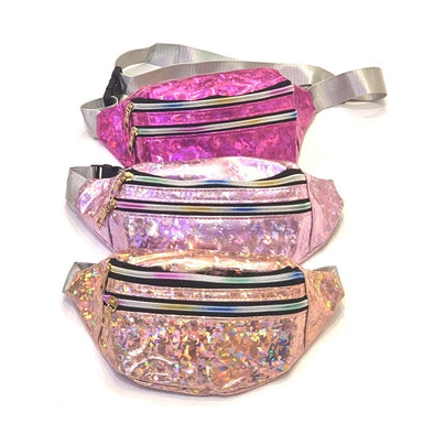 Holographic Shiny Fanny Pack Grey Strap